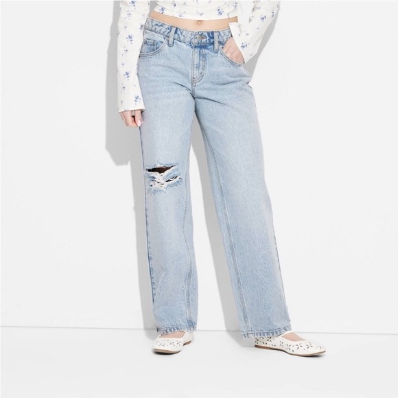 Mid-Rise 90's Relaxed Straight Jeans - Wild Fable™ Light Wash new 🆕 - Picture 1 of 5